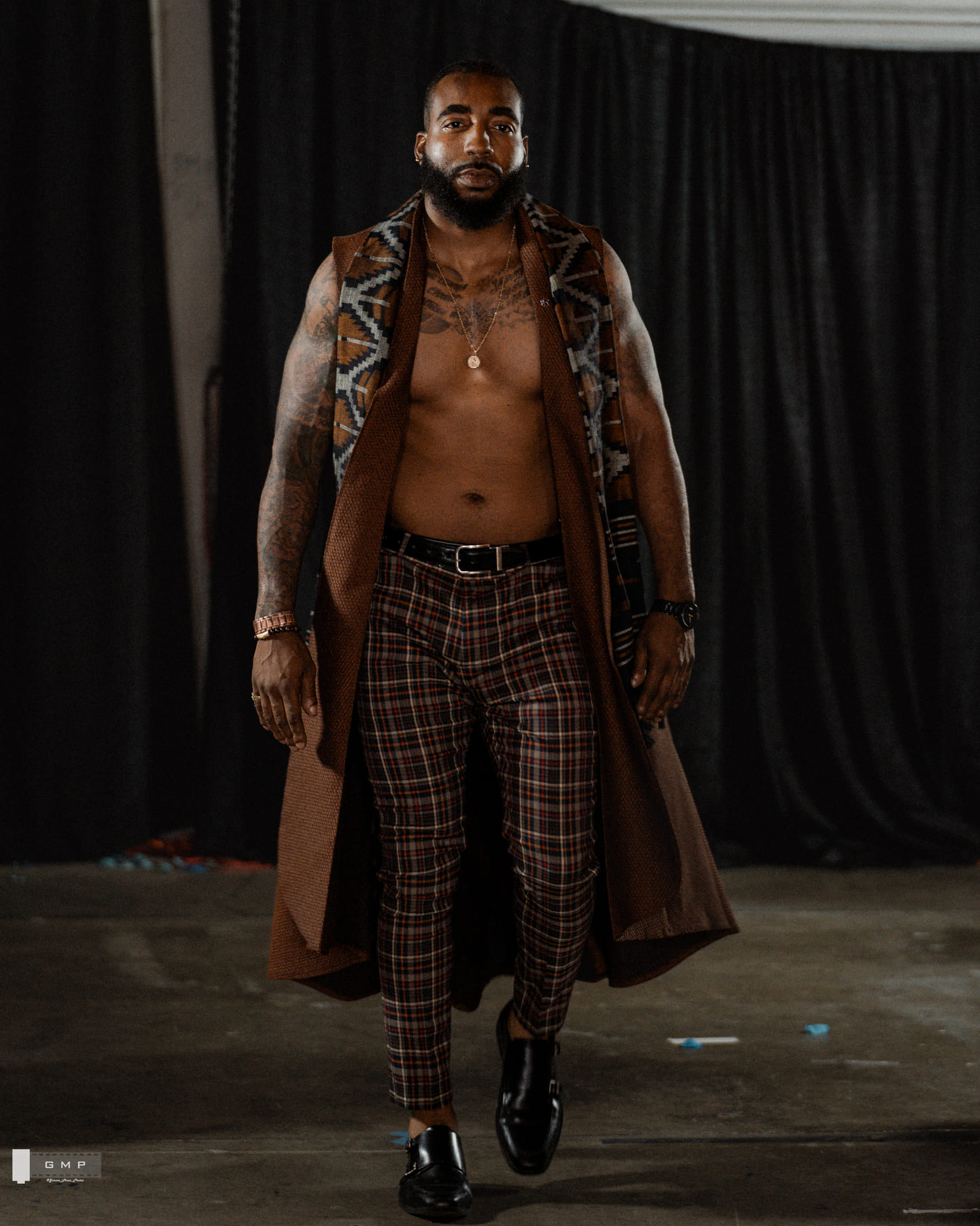 Long coat, Menswear, plaid and drape